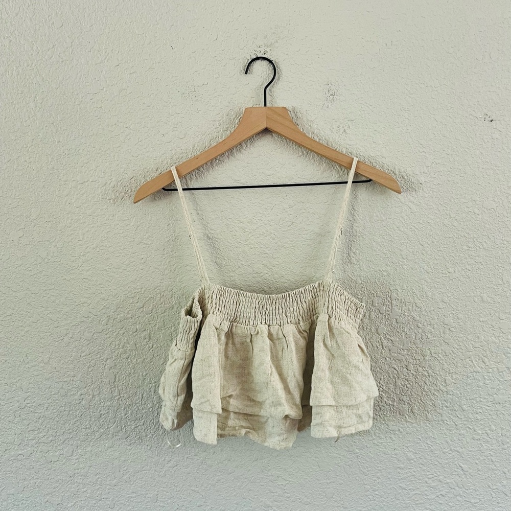 Vada Winter X Maverick Cream Linen Crop Tank